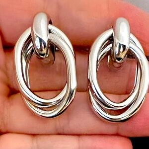 Clip on 14k white Gold filled Polished Silver Love Knot Earring